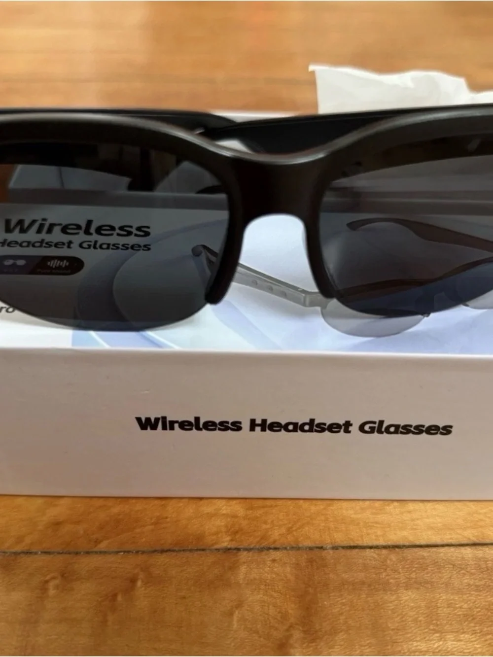 XG88 Pro Wireless Headset Glasses Bluetooth USB Black new Open Box